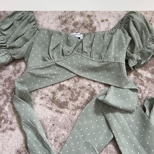 Hello Molly Sage Polka Dot Blouse